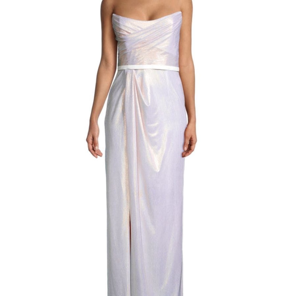 Marchesa notte silver strapless gown